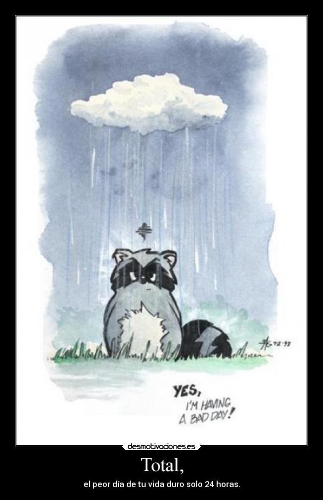 Total, - el peor día de tu vida duro solo 24 horas.