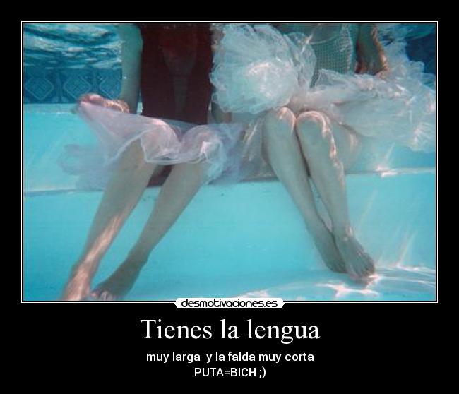 Tienes la lengua - muy larga y la falda muy corta
PUTA=BICH ;)