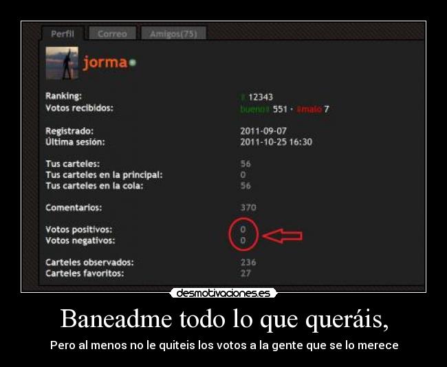 Baneadme todo lo que queráis, - Pero al menos no le quiteis los votos a la gente que se lo merece