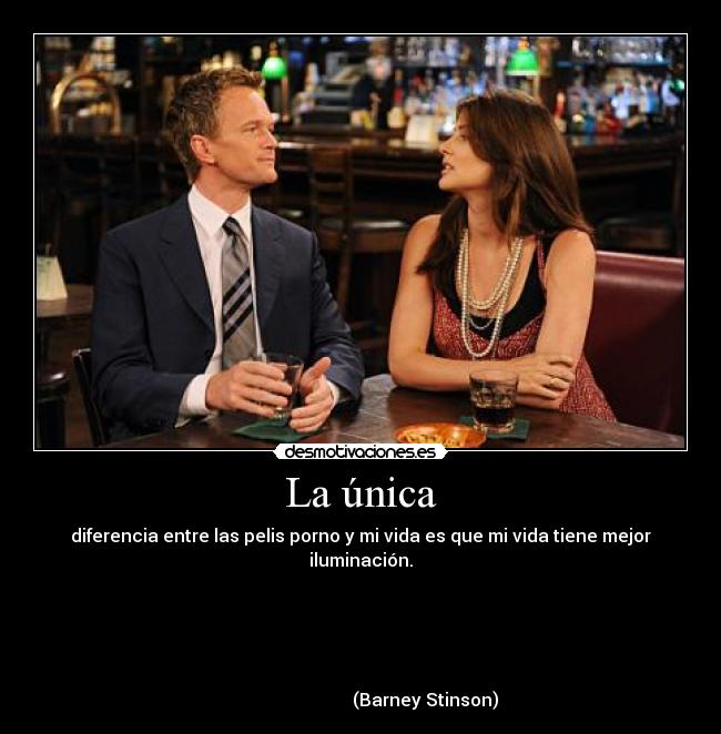 La única - diferencia entre las pelis porno y mi vida es que mi vida tiene mejor iluminación.
(Barney Stinson)
