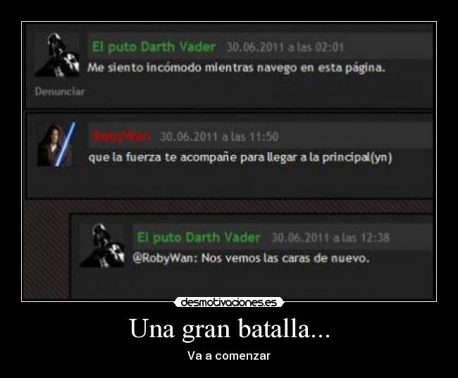 carteles una gran batalla darth vader star wars guerra las galaxias desmotivaciones