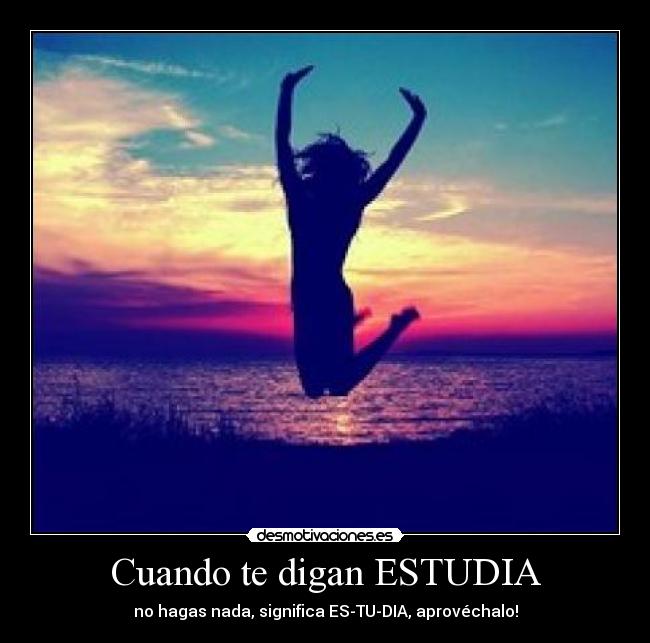 Cuando te digan ESTUDIA - no hagas nada, significa ES-TU-DIA, aprovéchalo!