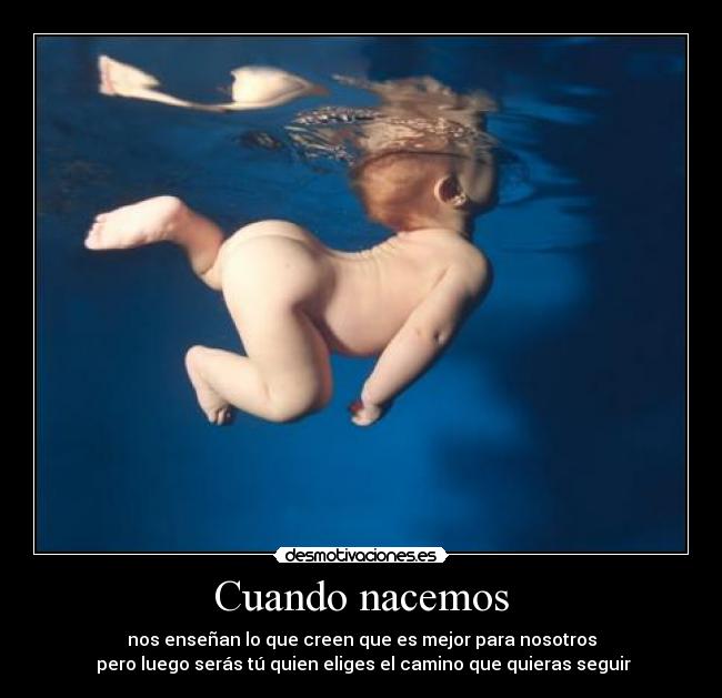 Cuando nacemos - nos enseñan lo que creen que es mejor para nosotros
pero luego serás tú quien eliges el camino que quieras seguir