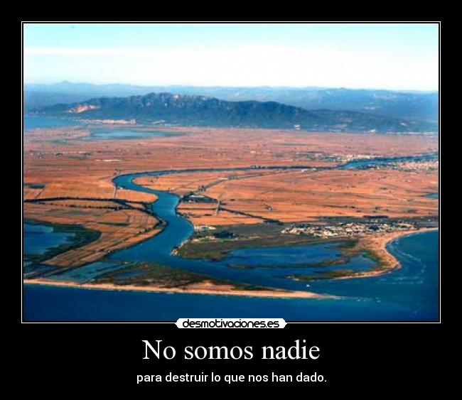 No somos nadie - para destruir lo que nos han dado.