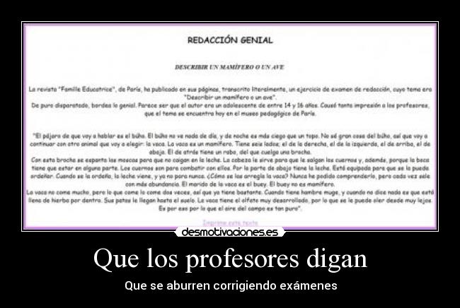 Que los profesores digan - Que se aburren corrigiendo exámenes