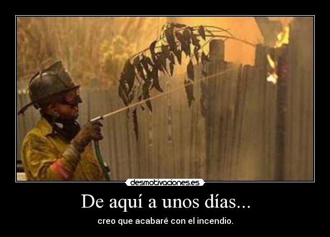 De aquí a unos días... - creo que acabaré con el incendio.
