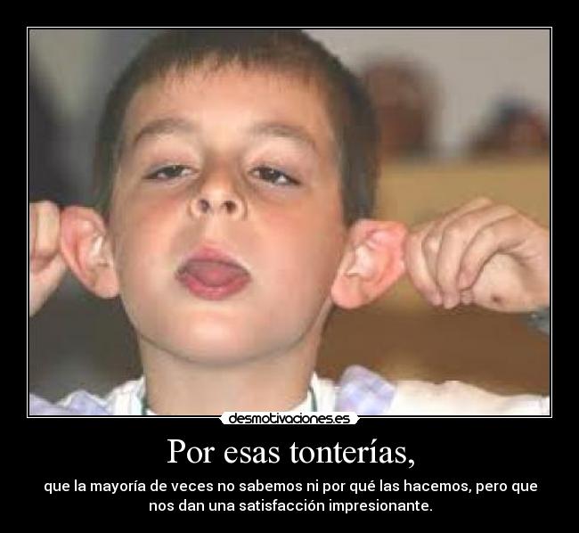 Por esas tonterías, - que la mayoría de veces no sabemos ni por qué las hacemos, pero que
nos dan una satisfacción impresionante.