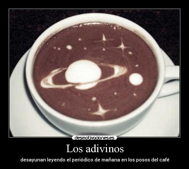 Los adivinos - desayunan leyendo el periódico de mañana en los posos del café