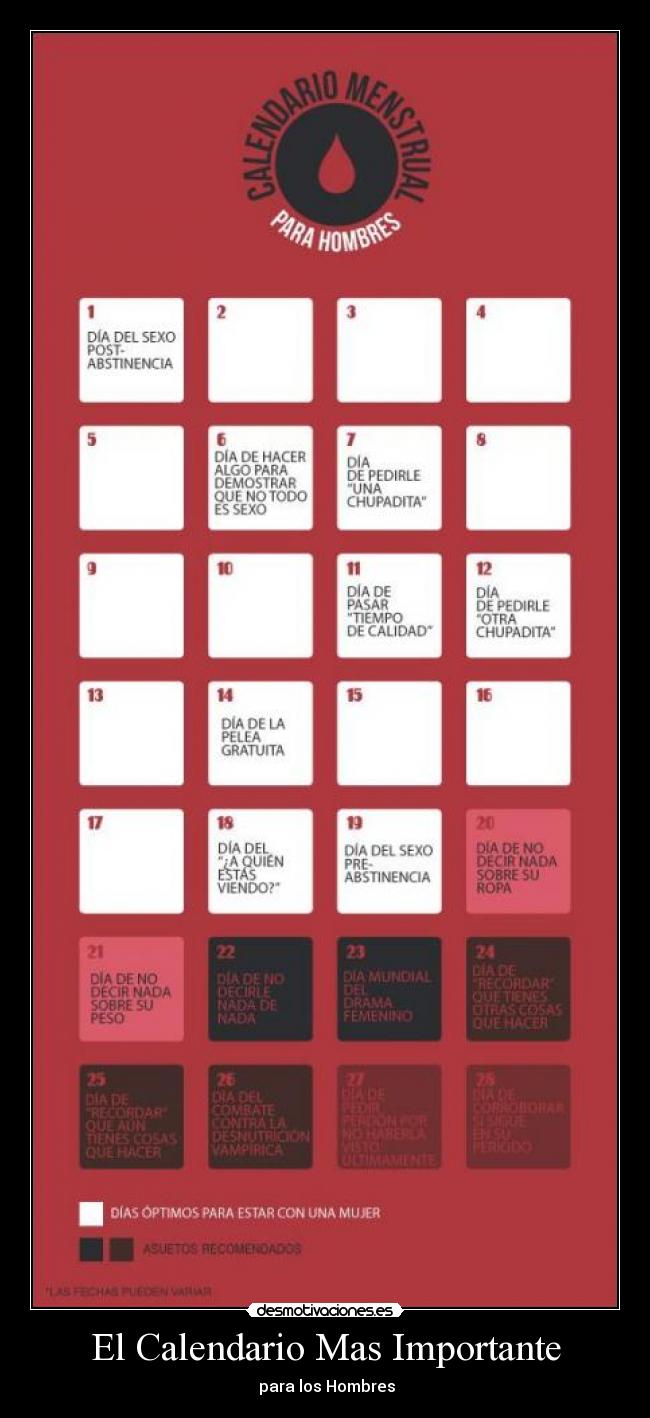 El Calendario Mas Importante - para los Hombres