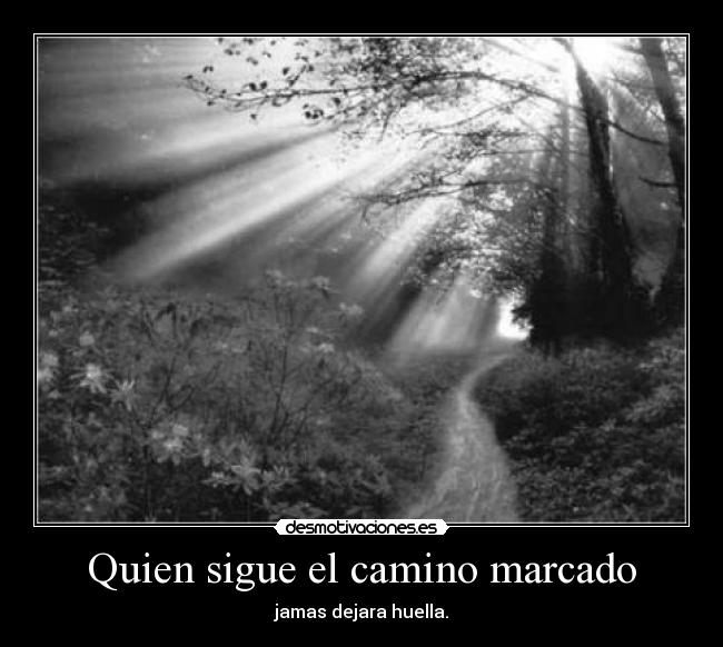 Quien sigue el camino marcado - jamas dejara huella.