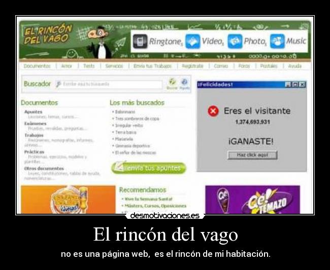 El rincón del vago - no es una página web,  es el rincón de mi habitación.