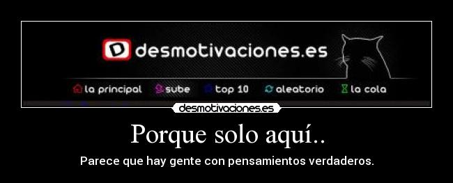 Porque solo aquí.. - Parece que hay gente con pensamientos verdaderos.