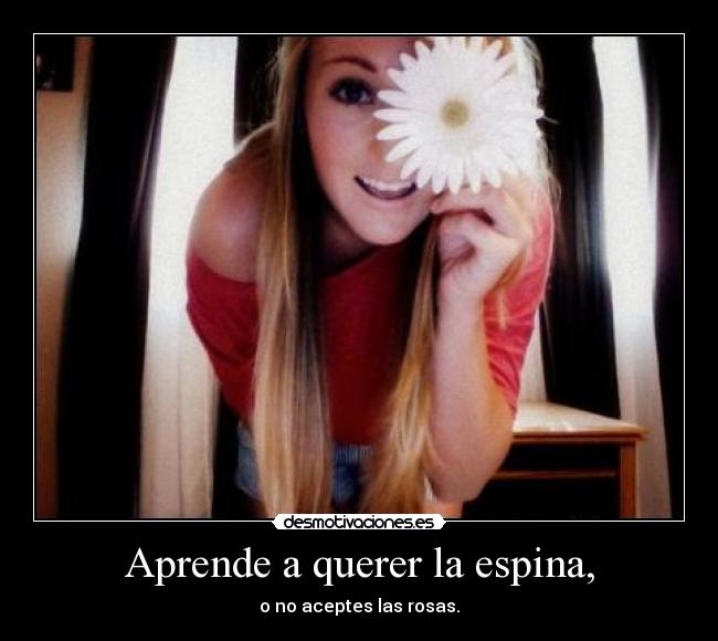 Aprende a querer la espina, - o no aceptes las rosas.