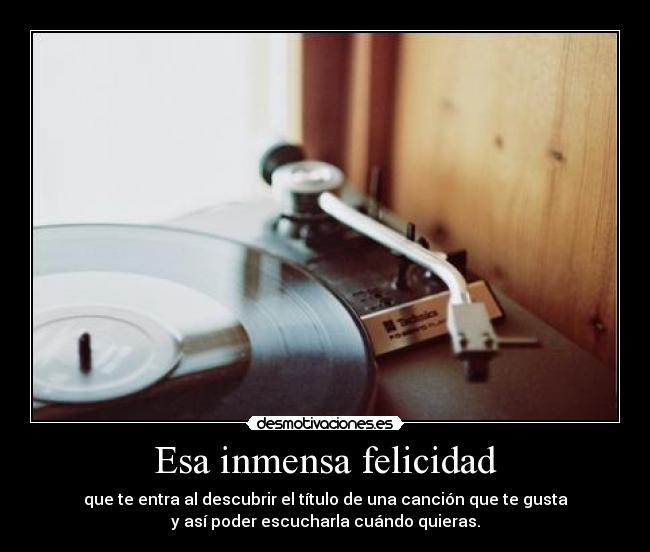 Esa inmensa felicidad - que te entra al descubrir el título de una canción que te gusta
y así poder escucharla cuándo quieras.