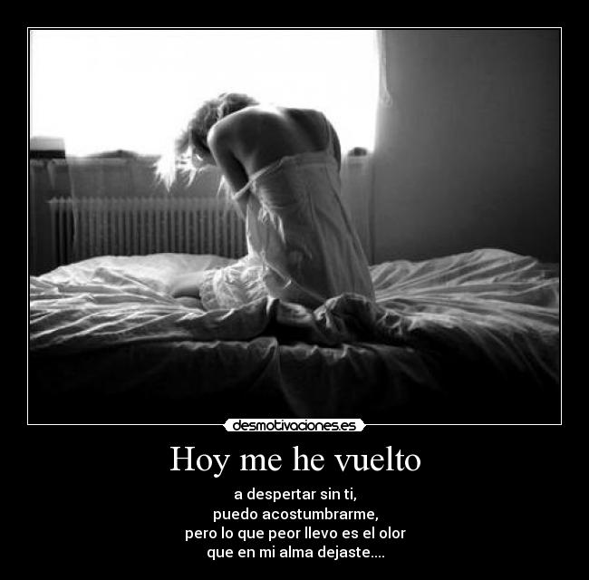 Hoy me he vuelto - a despertar sin ti,
puedo acostumbrarme,
pero lo que peor llevo es el olor
que en mi alma dejaste....