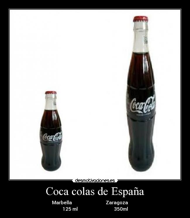 Coca colas de España - Marbella Zaragoza
125 ml 350ml