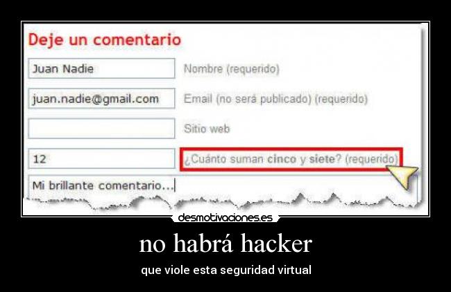 no habrá hacker - que viole esta seguridad virtual