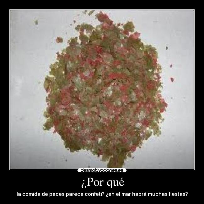 ¿Por qué - la comida de peces parece confeti? ¿en el mar habrá muchas fiestas?