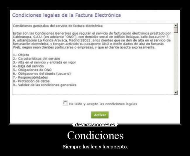 Condiciones -