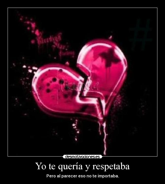 Yo te quería y respetaba - Pero al parecer eso no te importaba.