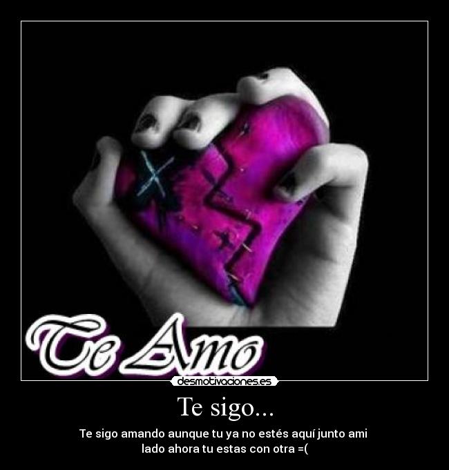 Te sigo... - Te sigo amando aunque tu ya no estés aquí junto ami
lado ahora tu estas con otra =(