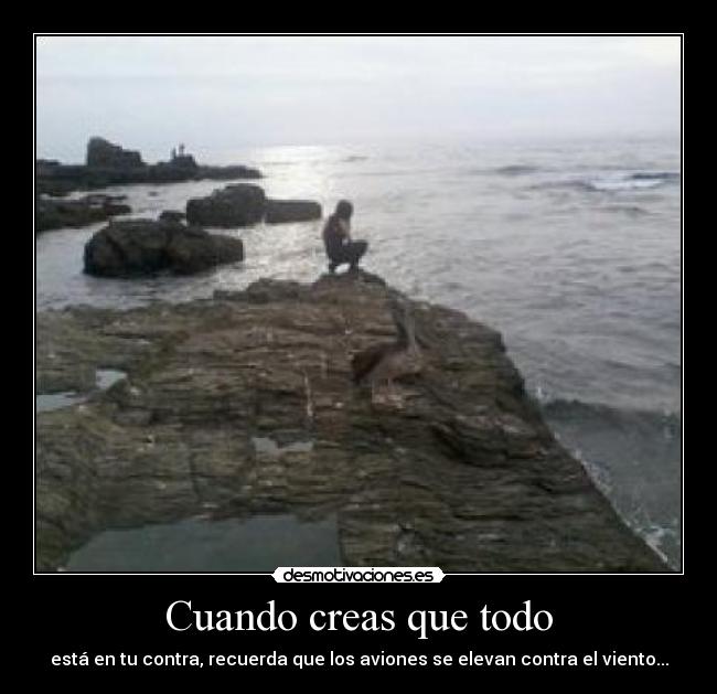 Cuando creas que todo - está en tu contra, recuerda que los aviones se elevan contra el viento...