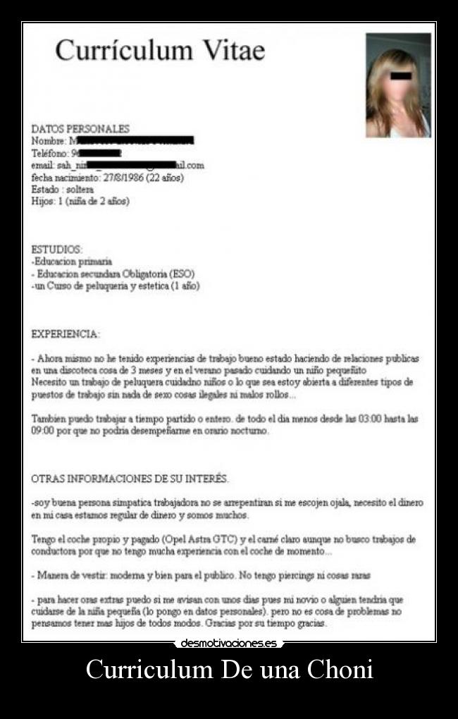 Curriculum De una Choni - 