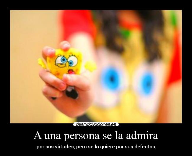 A una persona se la admira - por sus virtudes, pero se la quiere por sus defectos.