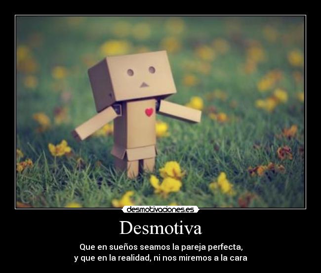 Desmotiva - Que en sueños seamos la pareja perfecta,
y que en la realidad, ni nos miremos a la cara