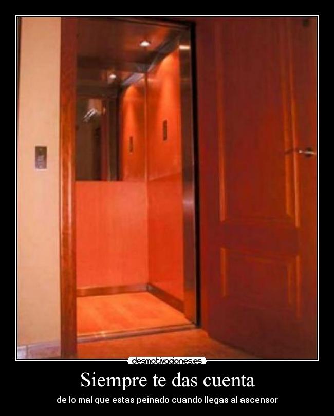 Siempre te das cuenta - de lo mal que estas peinado cuando llegas al ascensor