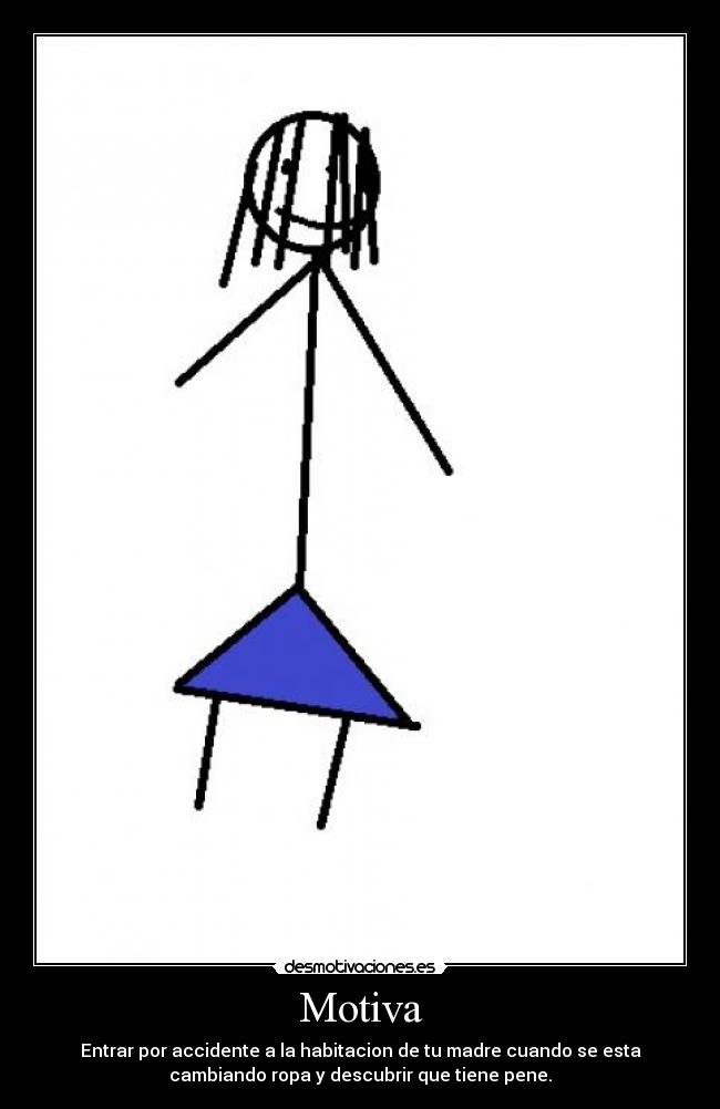 Motiva - Entrar por accidente a la habitacion de tu madre cuando se esta
cambiando ropa y descubrir que tiene pene.