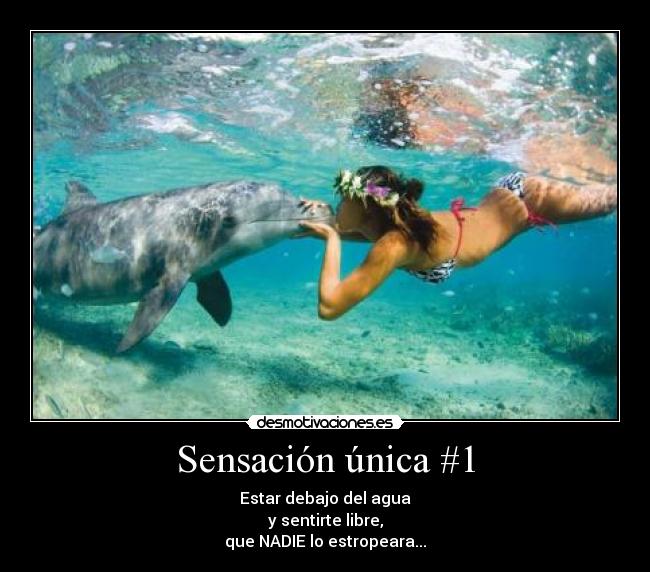 Sensación única #1 - Estar debajo del agua
y sentirte libre,
que NADIE lo estropeara...