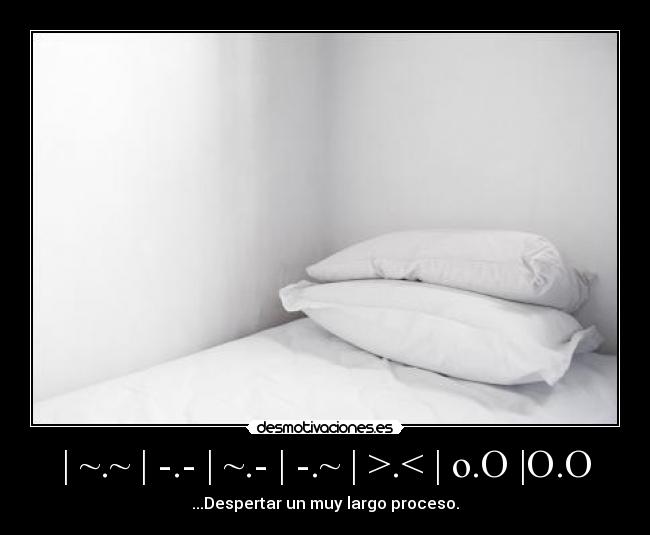| ~.~ | -.- | ~.- | -.~ | >.< | o.O |O.O - ...Despertar un muy largo proceso.