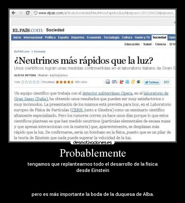 carteles neutrinos luz einstein duquesa alba fisica desmotivaciones