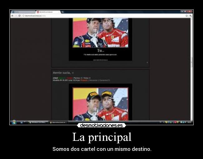 La principal - Somos dos cartel con un mismo destino.