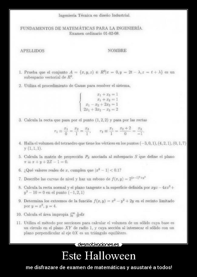 Este Halloween - me disfrazare de examen de matemáticas y asustaré a todos!