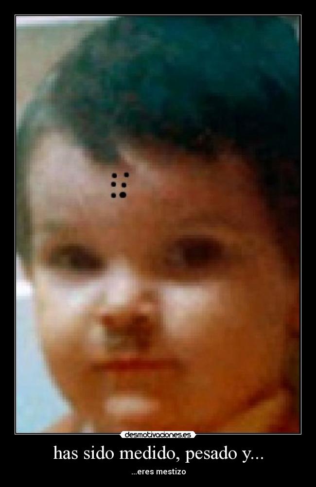 has sido medido, pesado y... - ...eres mestizo