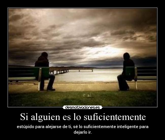 Si alguien es lo suficientemente - estúpido para alejarse de ti, sé lo suficientemente inteligente para dejarlo ir.