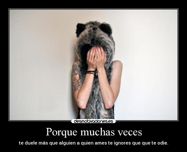 Porque muchas veces - te duele más que alguien a quien ames te ignores que que te odie.