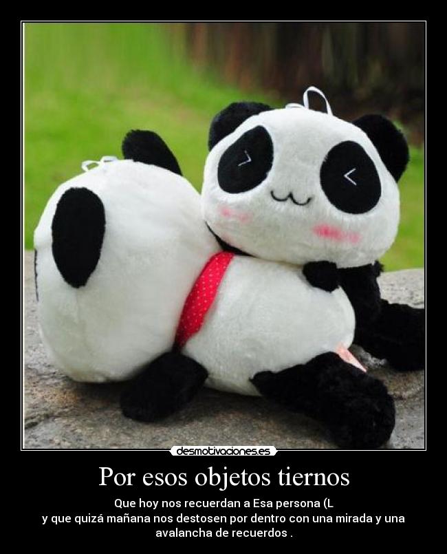 Por esos objetos tiernos - Que hoy nos recuerdan a Esa persona (L
y que quizá mañana nos destosen por dentro con una mirada y una
avalancha de recuerdos .