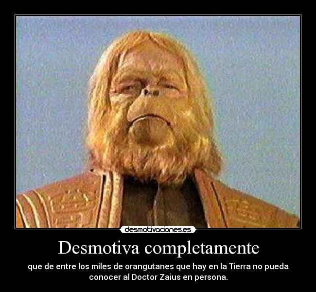 Desmotiva completamente - que de entre los miles de orangutanes que hay en la Tierra no pueda
conocer al Doctor Zaius en persona.
