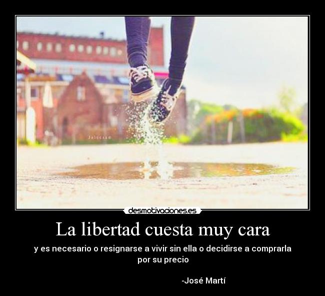 La libertad cuesta muy cara - y es necesario o resignarse a vivir sin ella o decidirse a comprarla por su precio
-José Martí