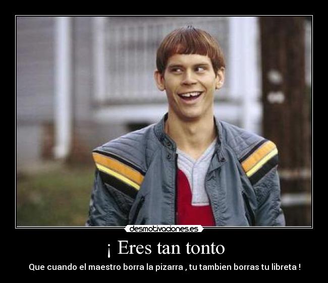 ¡ Eres tan tonto - Que cuando el maestro borra la pizarra , tu tambien borras tu libreta !