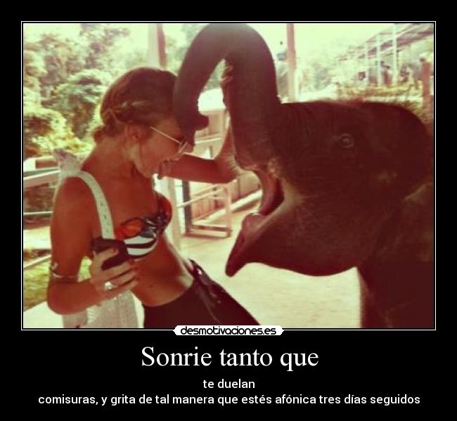 Sonrie tanto que - te duelan
comisuras, y grita de tal manera que estés afónica tres días seguidos