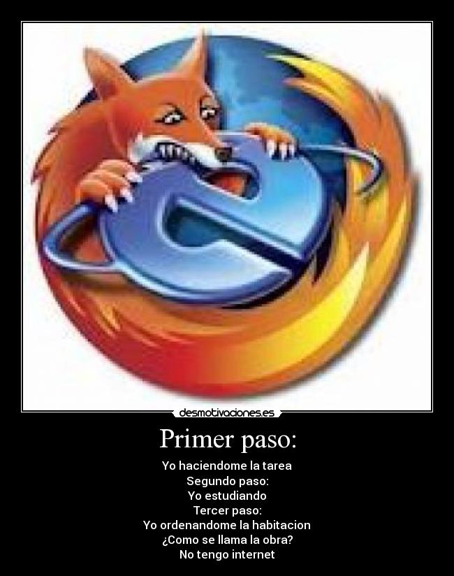 Primer paso: - Yo haciendome la tarea
Segundo paso:
Yo estudiando
Tercer paso:
Yo ordenandome la habitacion
¿Como se llama la obra?
No tengo internet