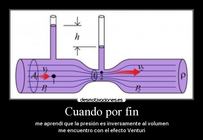 Cuando por fin - me aprendí que la presión es inversamente al volumen
me encuentro con el efecto Venturi