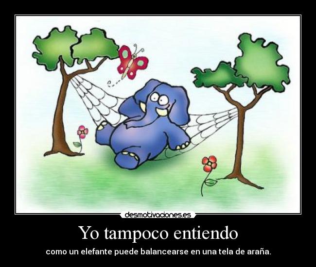 Yo tampoco entiendo - como un elefante puede balancearse en una tela de araña.