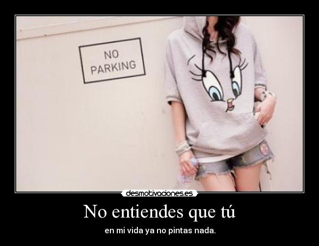 No entiendes que tú - en mi vida ya no pintas nada.