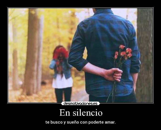 En silencio - te busco y sueño con poderte amar.