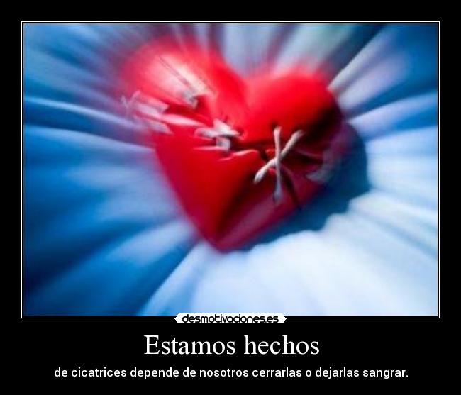 Estamos hechos - de cicatrices depende de nosotros cerrarlas o dejarlas sangrar.